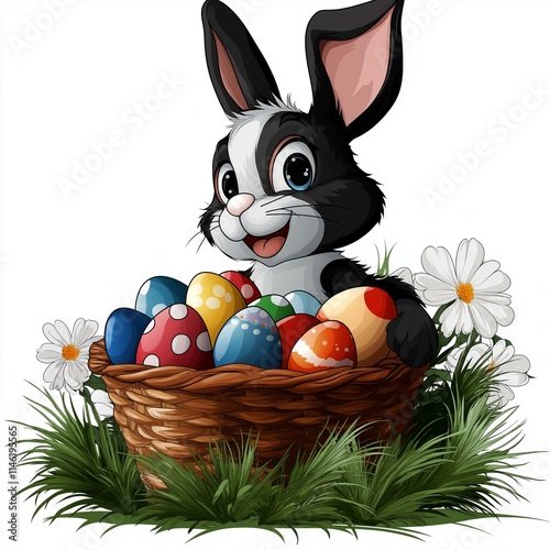 Adorable bunny with Easter eggs!