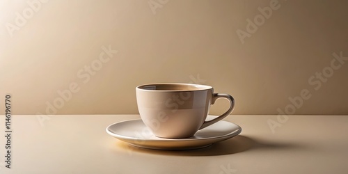 Wallpaper Mural A Simple Beige Coffee Cup on a Matching Saucer on a Table Torontodigital.ca