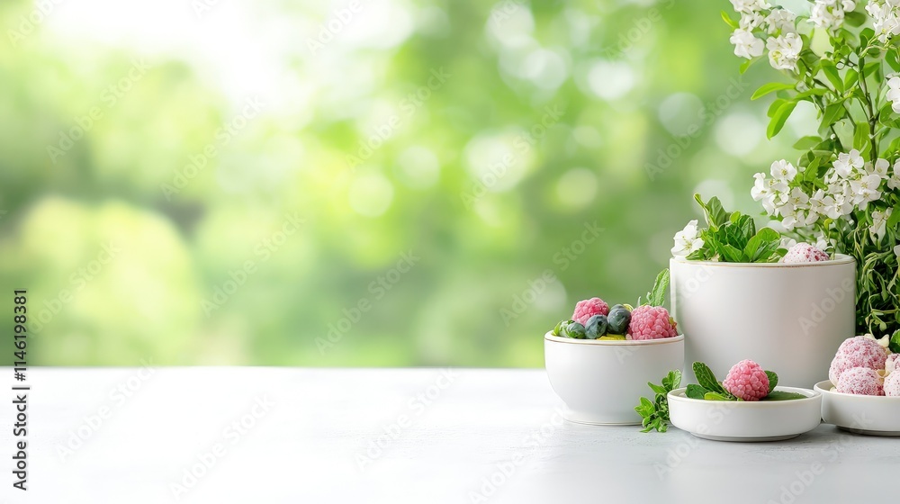 Fresh fruit dessert in bowls on table. Fresh fruit dessert in bowls on table.