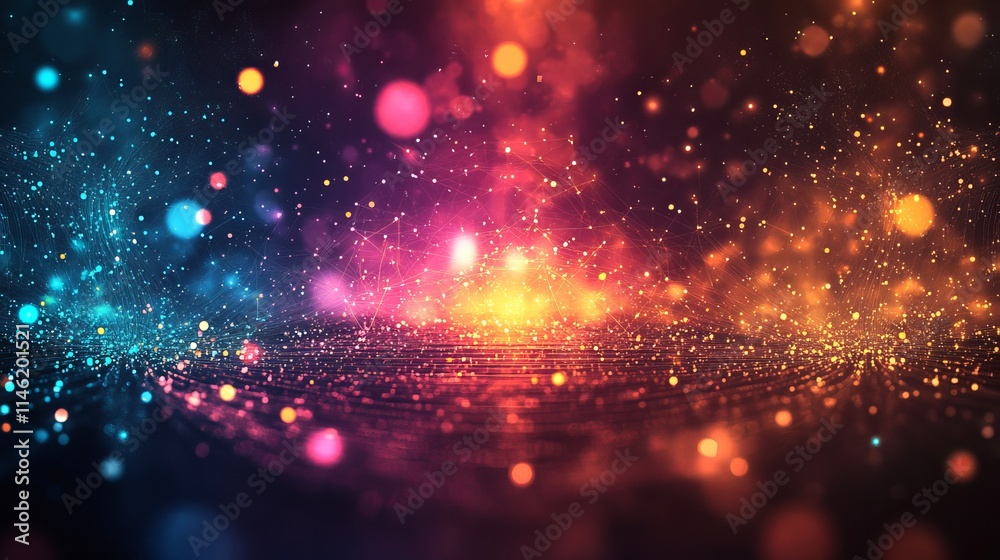 Fototapeta premium Interconnected Dots and Lines in Vibrant Digital Composition