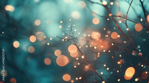Winter bokeh background featuring soft glowing lights and festive decor