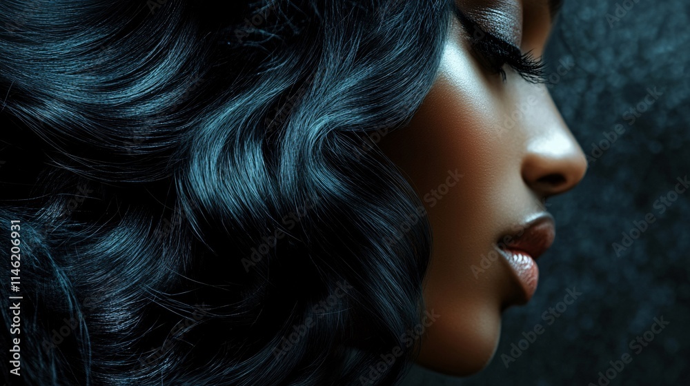 Naklejka premium Portrait of a beautiful woman with long black hair. Beauty and fashion.