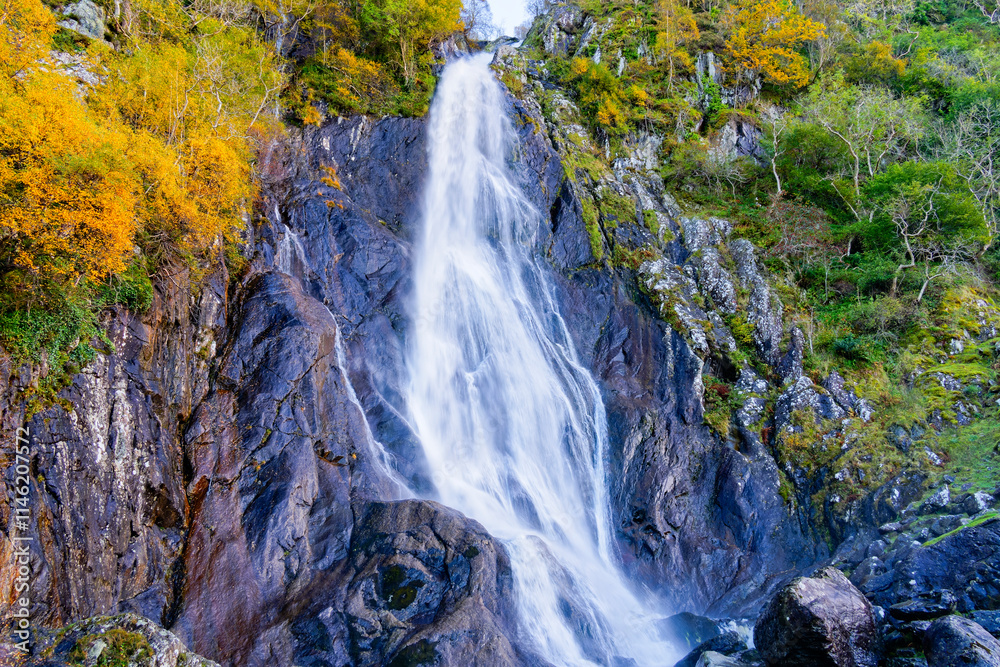 Aber Falls, Rhaeadr Fawr, in Snowdonia, Wales in Autumn. Aber Falls, Rhaeadr Fawr, in Snowdonia, Wales in Autumn.