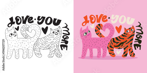 Cute hand drawn doodle lettering quote about love. Lettering for t-shirt design, mug print, bag print, clothes fashion. 100% hand drawn vector image.
