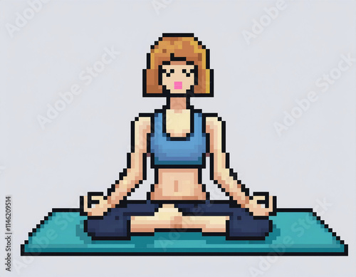 Woman Doing Yoga Pose Pixel Art