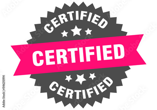 CERTIFIED label, seal, sign