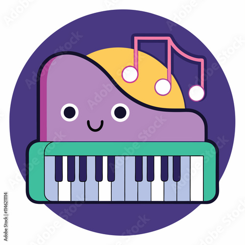 cute piano cartoon style vector cartoon illustration isolated on white background