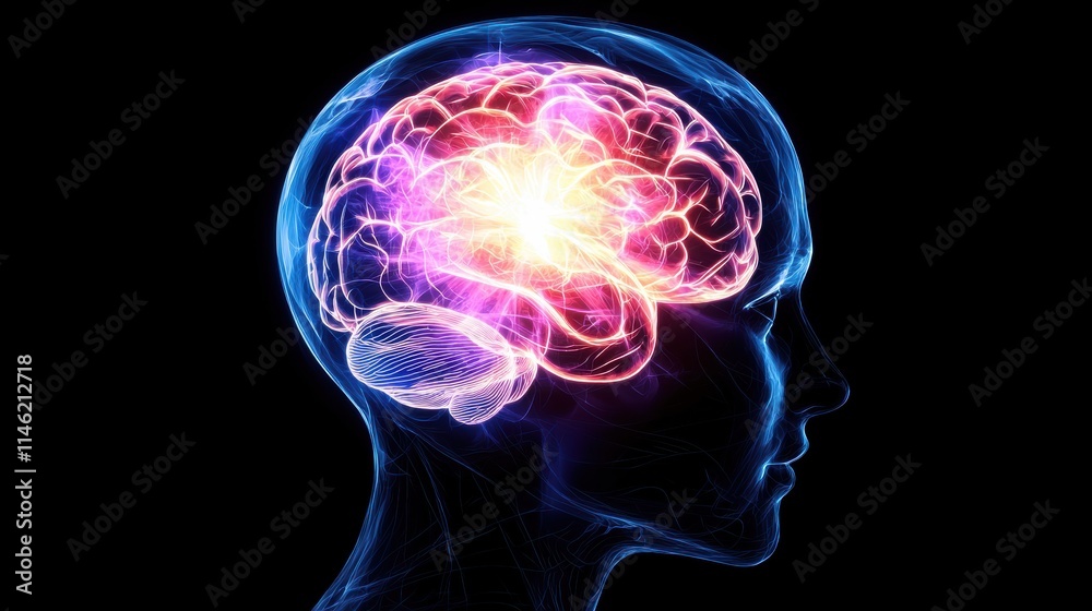 Neuroscience insights human brain activation digital art abstract view cognitive concepts Neuroscience insights human brain activation digital art abstract view cognitive concepts
