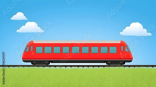 Red Train 3D Illustration