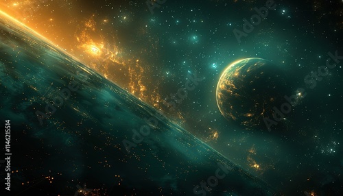 Abstract image of a number two in the form of a starry sky or space, consisting of points,