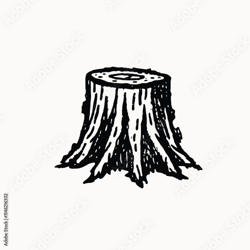 tree stump on white background Vector illustration