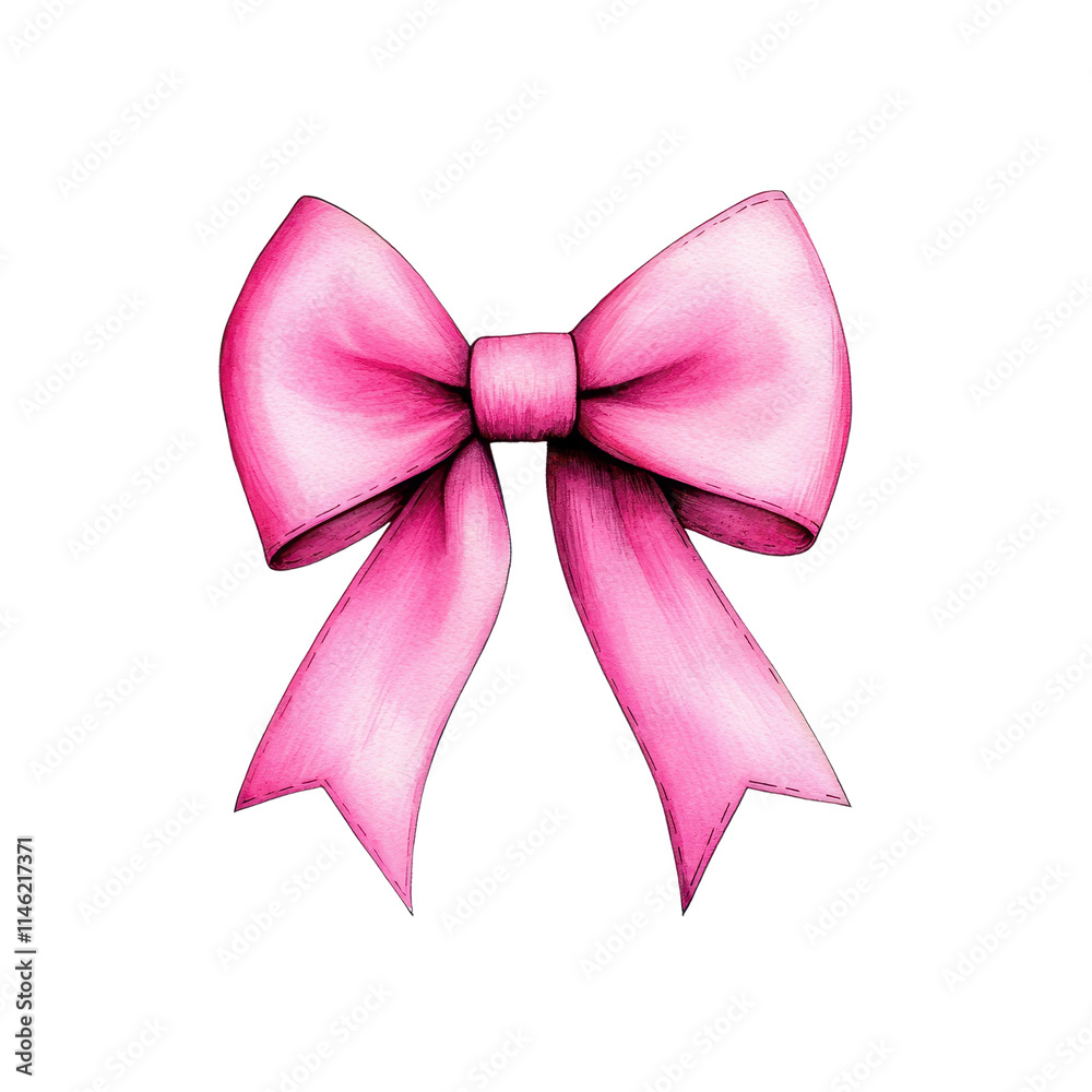 Luxurious Pink Silk Bow in Watercolor Style Luxurious Pink Silk Bow in Watercolor Style