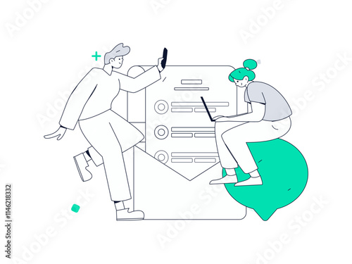 Personnel doing job interview flat vector concept operation hand drawn illustration
