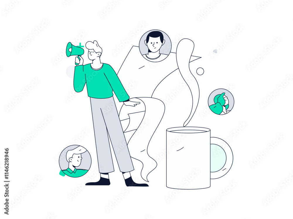 Fototapeta premium Personnel doing job interview flat vector concept operation hand drawn illustration