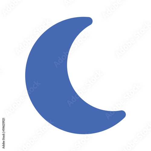 Half-moon icon. Simple style astrology poster background symbol. Half-moon brand logo design element. Half-moon t-shirt printing. Vector for sticker.