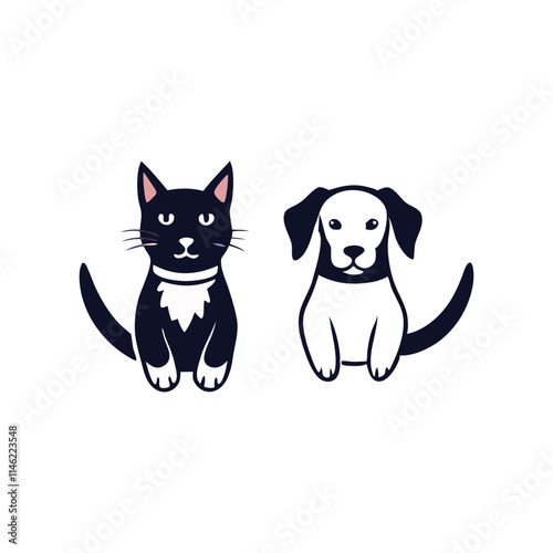 Children playing with pets isolated on white background. vector Hand Drawn Illustration Isolated On Transparent Background