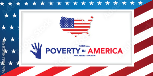 National Poverty in America awareness month is observed every year in January, it gives an opportunity to become more aware of those in need and the ways we can take action to combat poverty. Vector
