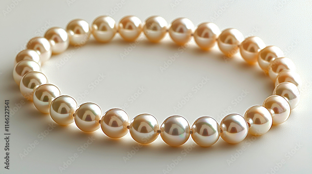 Golden pearls necklace on white background. Golden pearls necklace on white background.
