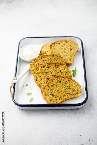 Traditional homemade pumpkin cake with cream cheese photo