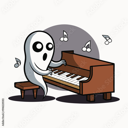 Cute concert grand piano in cartoon style. vector icon isolated on white background