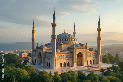 Beautiful Landscape mosque, Islamic background Mosque