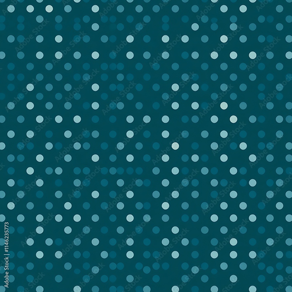 Teal Polka Dot Pattern: Seamless texture of teal and aqua polka dots on a dark teal background. Perfect for fashion, design, and various creative projects. 