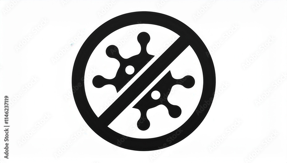 Anti Virus Symbol with Crossed Out Virus Icon Representing Infection Prevention, Hygiene Awareness, and Health Protection Concepts in Public Spaces and Medical Settings for Awareness Campaigns Anti Virus Symbol with Crossed Out Virus Icon Representing Infection Prevention, Hygiene Awareness, and Health Protection Concepts in Public Spaces and Medical Settings for Awareness Campaigns