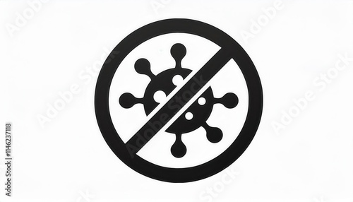 Anti Virus Symbol with Crossed Out Virus Icon Representing Infection Prevention, Hygiene Awareness, and Health Protection Concepts in Public Spaces and Medical Settings for Awareness Campaigns