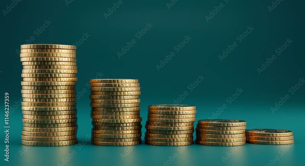 Gold Coin Stacks Financial Growth Wealth Currency Business Success Investment Economy Money Finance
