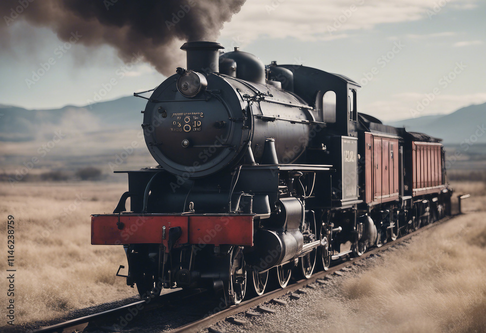 Naklejka premium In the annals of industrial history the steam locomotive stands as a symbol of power and progress ch