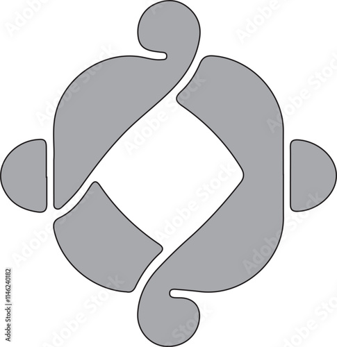 Modern abstract anagram symbol logo icon design as a silhouette depiction of a company logo that operates in the developing technology sector