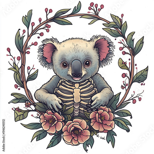 Koala tattoo flash illustration photo