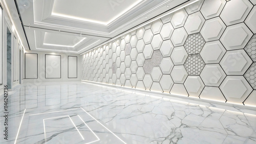 a large white marble floor with a white marble wall and a white marble floor1 photo