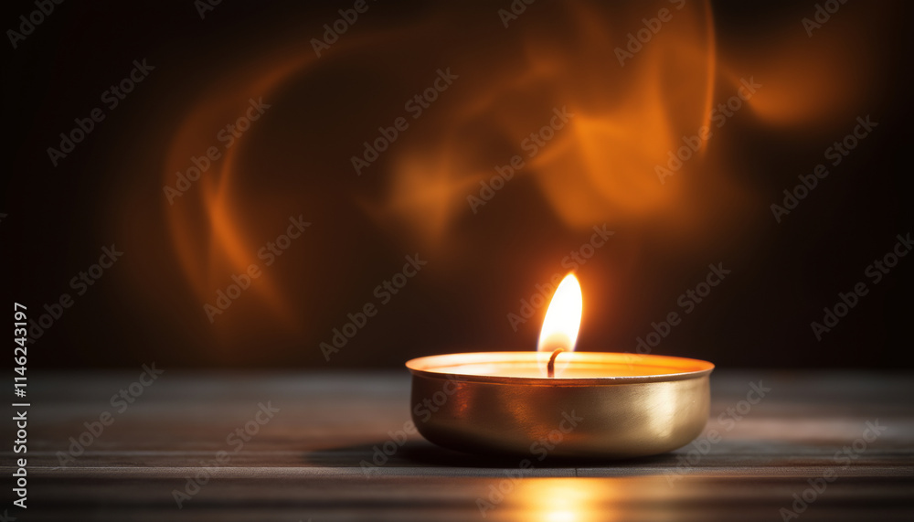 Golden Candle Flame Illuminating the Darkness with Soft Smoky Hues, Perfect for Serenity and Meditation Concepts Golden Candle Flame Illuminating the Darkness with Soft Smoky Hues, Perfect for Serenity and Meditation Concepts