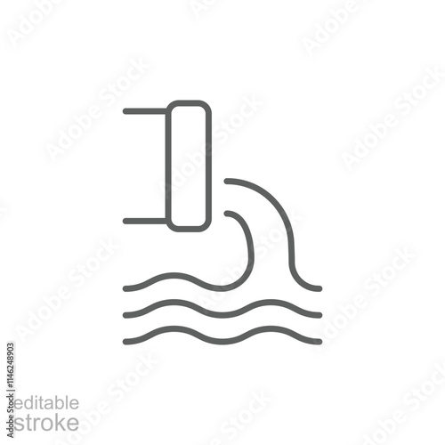 Wastewater icon. Simple outline style. Waste water, effluent, drainage, sewer, sewage, industry, pipe, pollution, environment concept. Thin line symbol. Vector illustration isolated. Editable stroke.