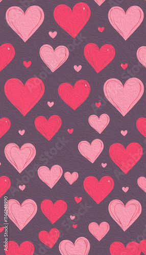 Valentine's Day card design. Illustration with oil paint. Pattern for printing on wall decorations, covers, wallpapers