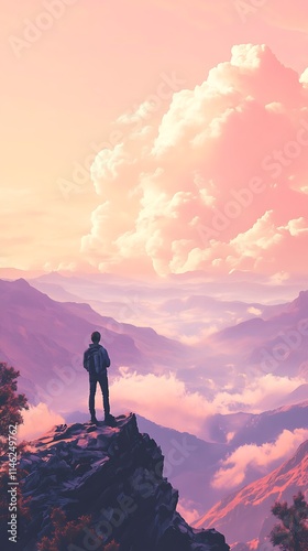 hobbies and leisure motion photography, Photographer Standing on Mountain Edge at Sunset