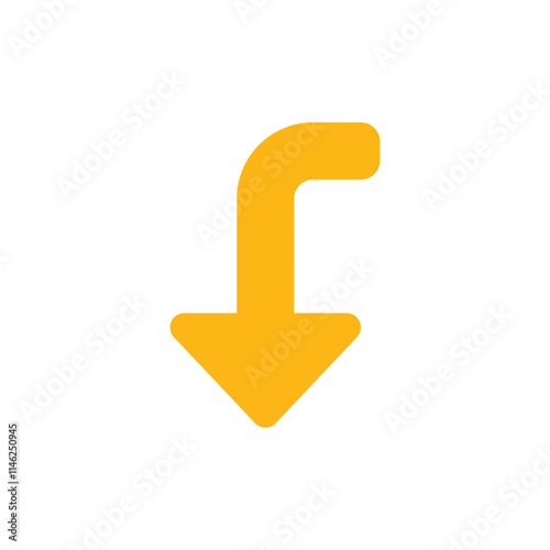 Turn Arrow icon. Simple style road repair company poster background symbol. Turn Arrow brand logo design element. Turn Arrow t-shirt printing. Vector for sticker.