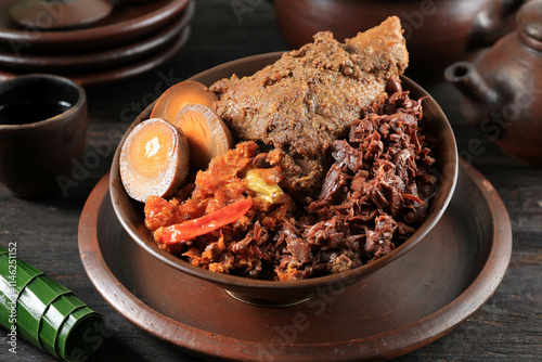 Close Up Gudeg Komplit, Jack Fruit Stew photo