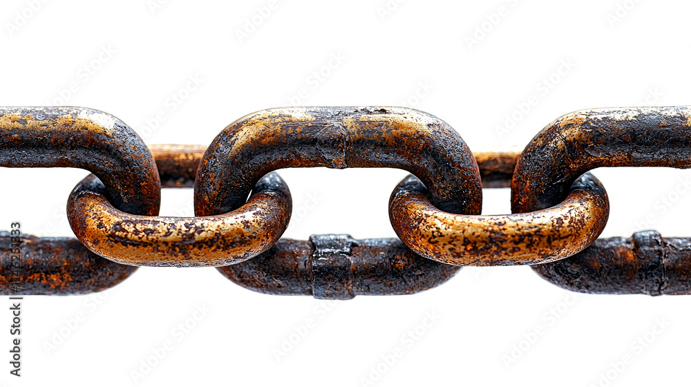 Rusty chain links close-up on white. Rusty chain links close-up on white.