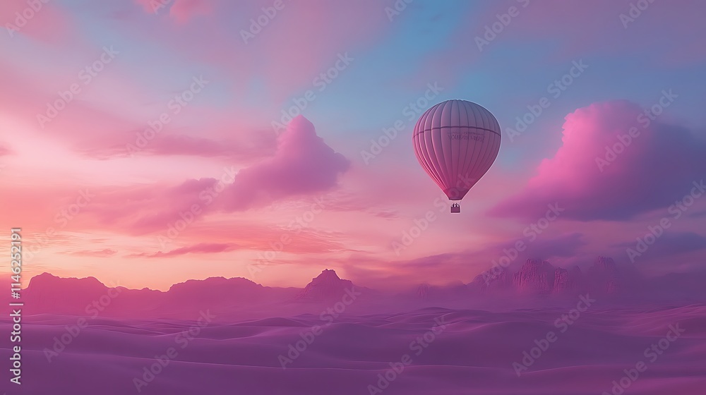 Obraz premium hobbies and leisure motion photography, Hot Air Balloon in Glowing Pastel Sky