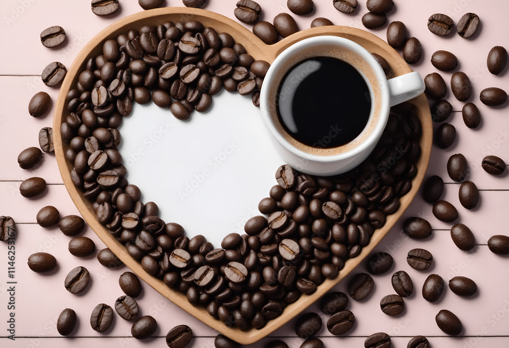 Obraz premium Coffee cup and roasted beans.