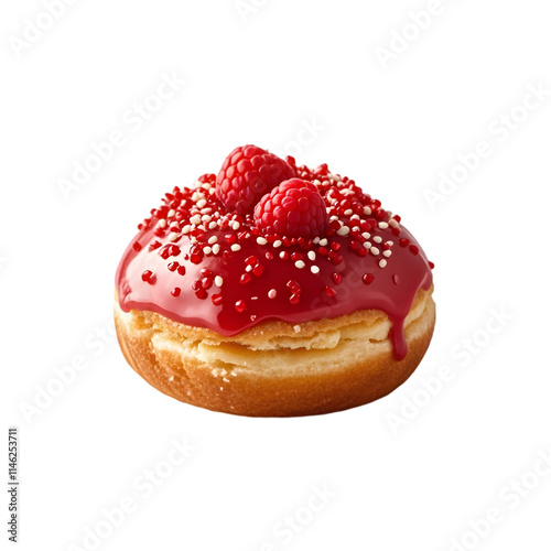 Homemade Raspberry Polish Paczki Donut on transparent background