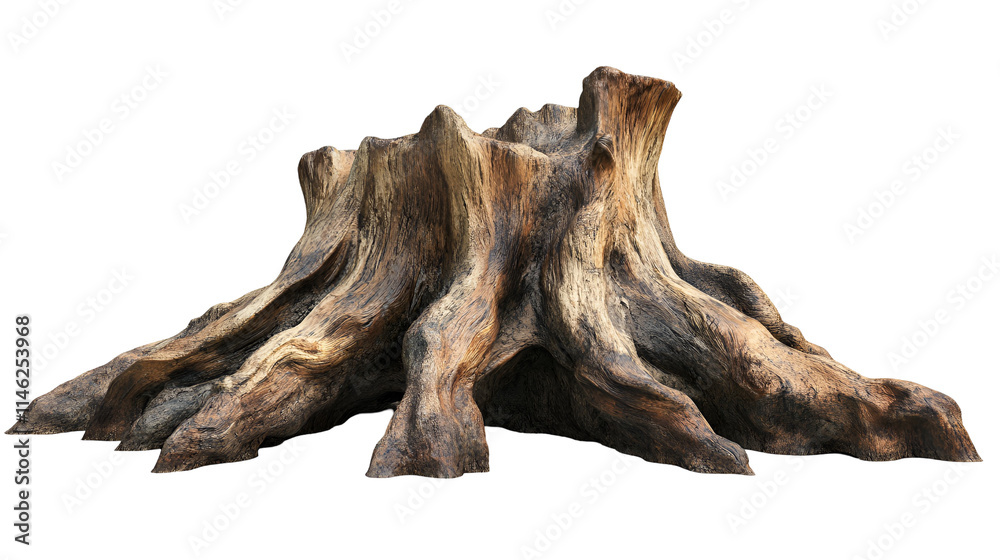Ancient Tree Stump, Weathered Wood, Rustic Texture, Natural Roots, Detailed Surface, Brown Tones, Is Ancient Tree Stump, Weathered Wood, Rustic Texture, Natural Roots, Detailed Surface, Brown Tones, Is