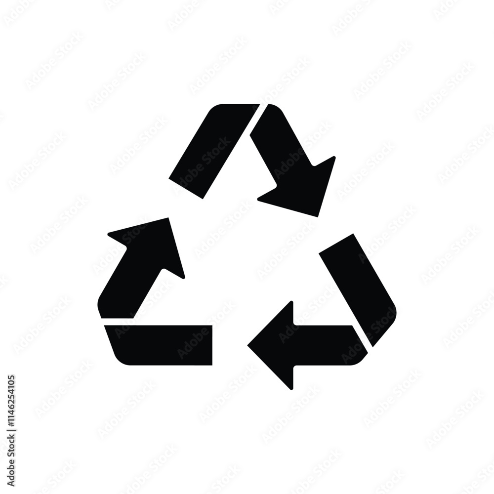 Recycle icon. Simple solid style. Eco friendly practices, suitable for environmental initiatives and sustainability projects concept. Black silhouette, glyph symbol. Vector illustration isolated. Recycle icon. Simple solid style. Eco friendly practices, suitable for environmental initiatives and sustainability projects concept. Black silhouette, glyph symbol. Vector illustration isolated.