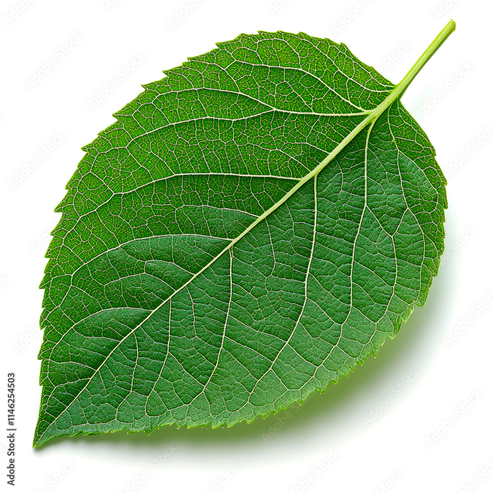 Obraz premium Single green leaf isolated on white. (7)