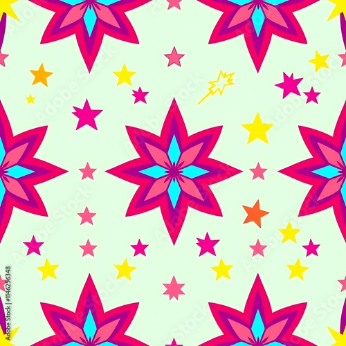 Starburst Bloom Seamless Pattern 