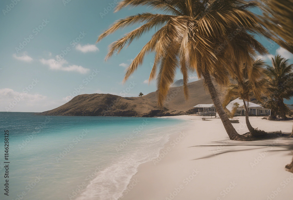 Naklejka premium Palm Beach In Tropical Paradise Guadalupe Island Caribbean