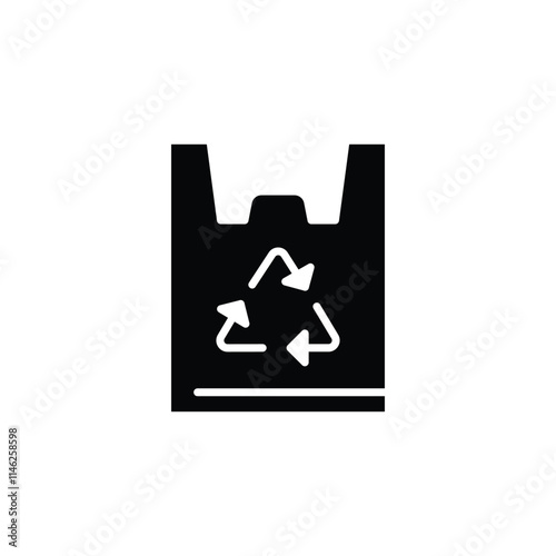 Recyclable bag icon. Simple solid style. Plastic bag with recycle sign, eco, garbage, reuse, pollution, life, environment concept. Black silhouette, glyph symbol. Vector illustration isolated.