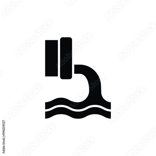 Wastewater icon. Simple solid style. Waste water, effluent, drainage, sewer, sewage, industry, pipe, pollution, environment concept. Black silhouette, glyph symbol. Vector illustration isolated.